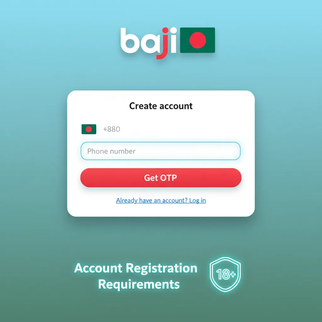 Infographic of account rules for Bangladesh gambling site: 18+, one account, KYC, accurate info, keep password secure.