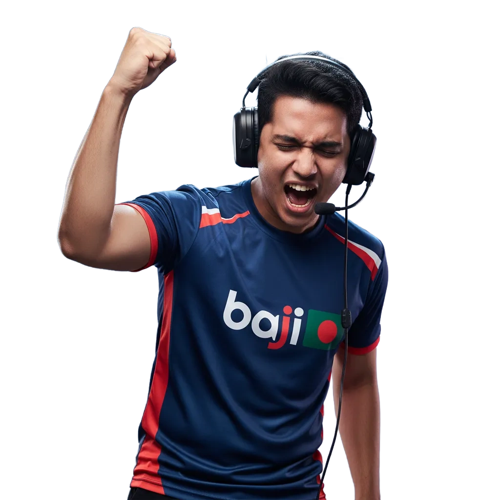 Baji Live esports betting in Bangladesh banner with Android app, high odds, live updates, 77% bonus up to 7,777 BDT.