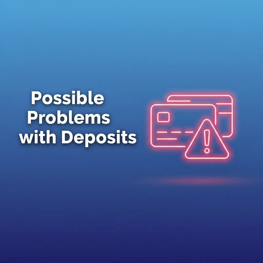 Infographic on deposit issues: incomplete KYC, name mismatch, daily limit, wrong reference/OTP, provider maintenance.