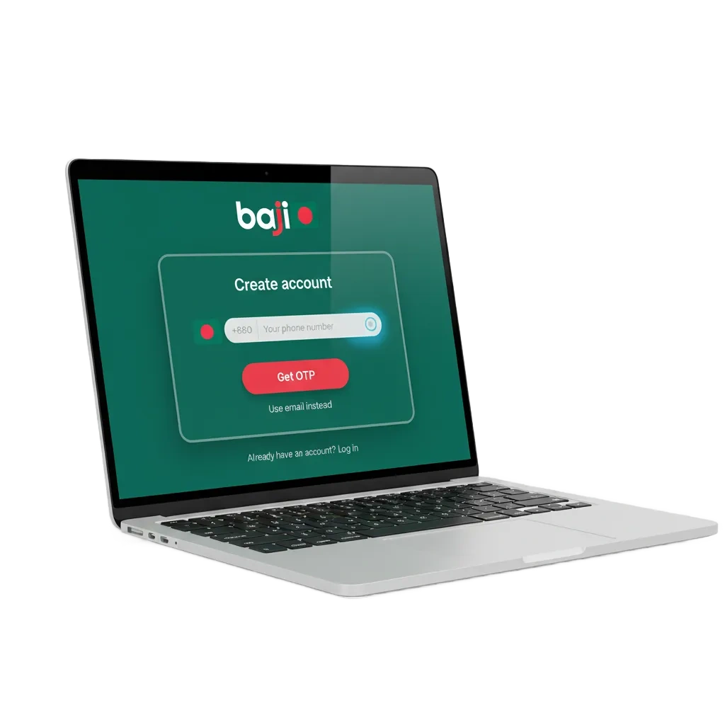 Baji Live Bangladesh sign‑up by phone, email, one‑click or social; 77% sports to 7,777 BDT, 100% slots/fishing to 1,777 BDT