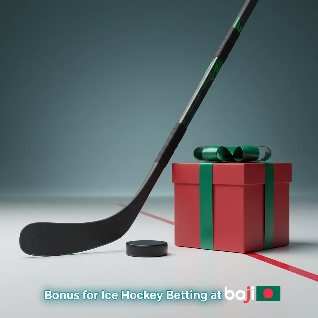 Baji Live ice hockey betting bonus for Bangladesh; sign-up card shows percentage and BDT cap; terms apply.