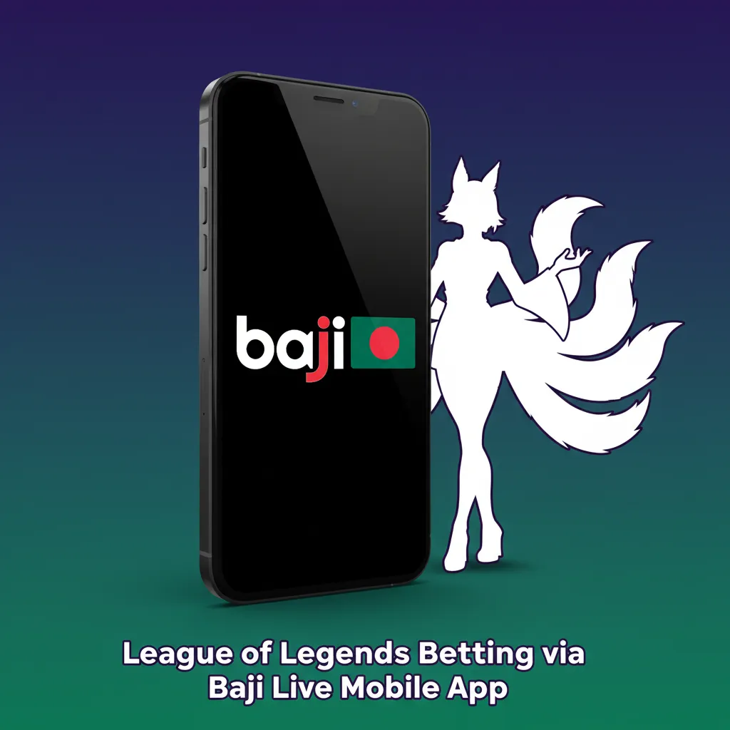 Baji Live mobile app showing League of Legends live odds, with dragon/Baron icons and bet, cash-out buttons on a phone.